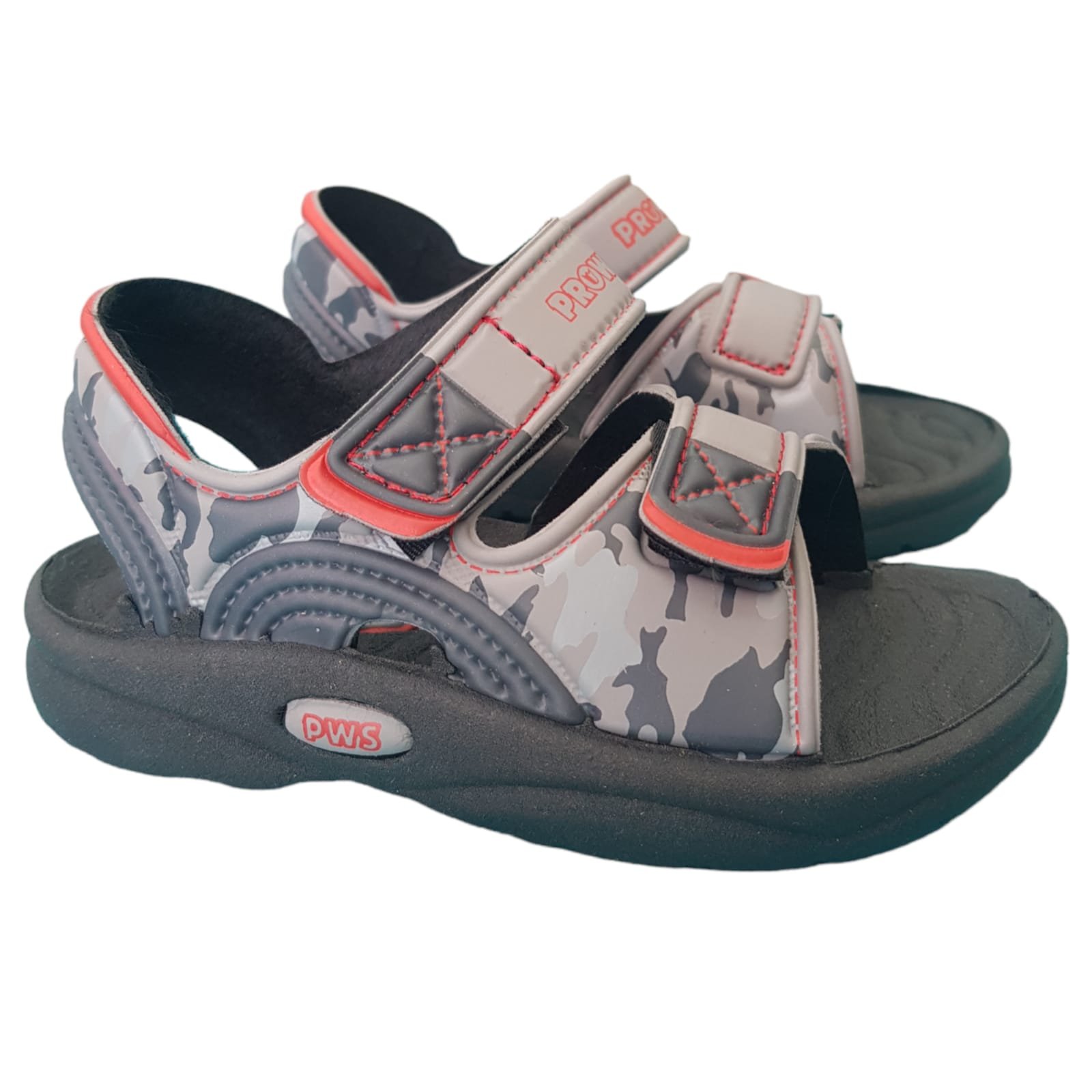 AGUA-SANDALIA-KIDS-VELCRO-GRIS-ROJO